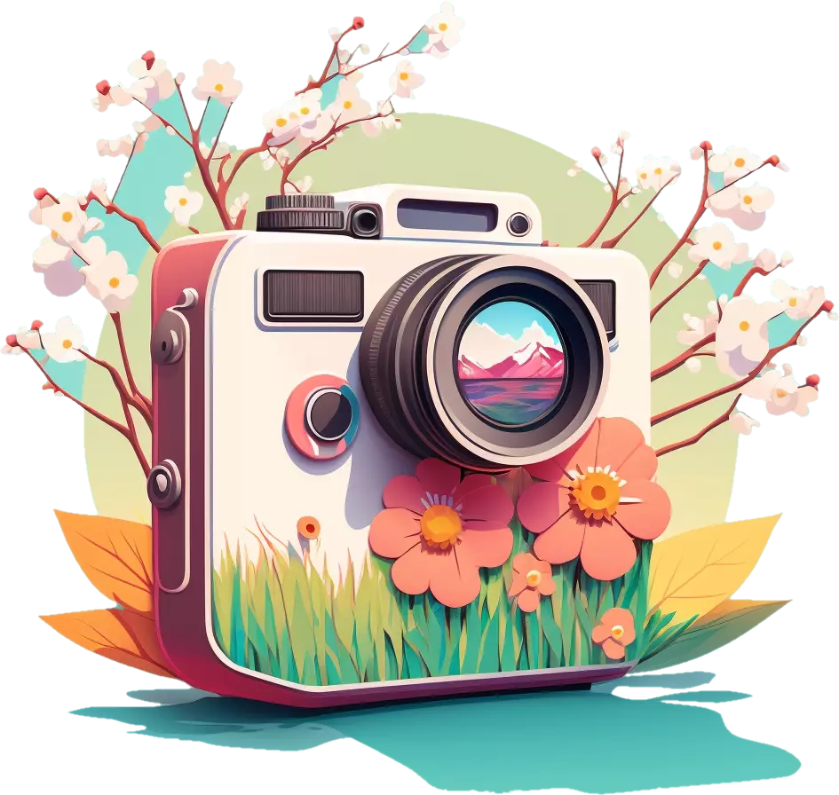 camera in nature illustration